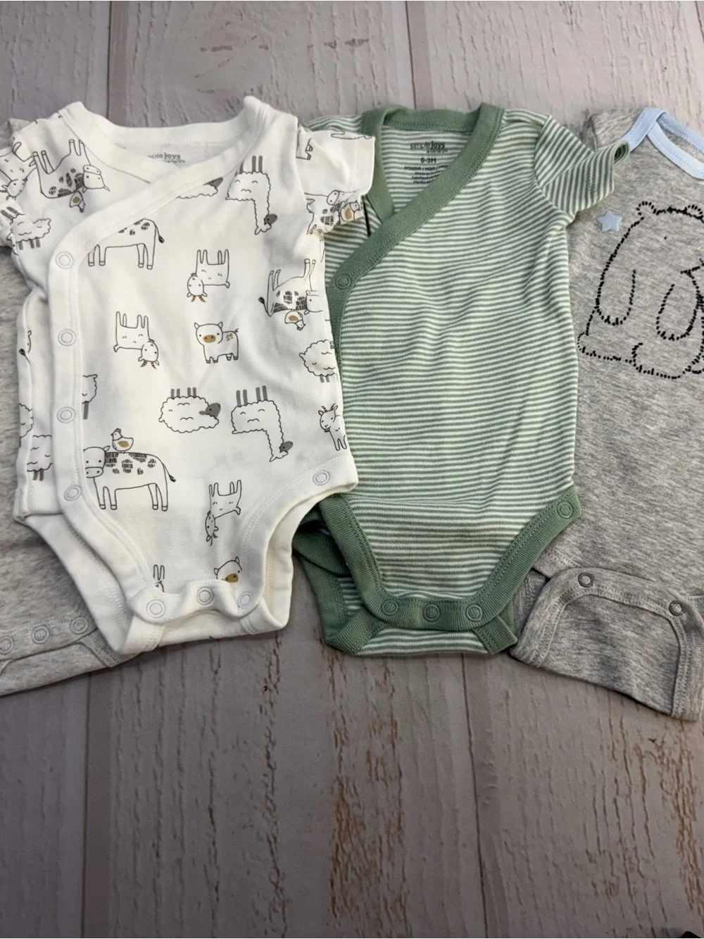 Carter’s Simple Joys Gerber Baby 0-3M 4-Pack Bodysuits Neutral Animal